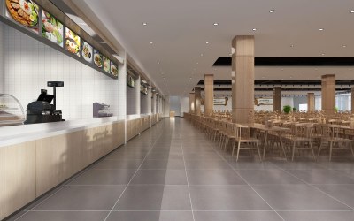 现代员工食堂3D模型下载